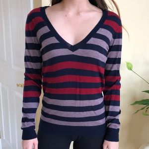 The Limited V Neck Striped Sweater